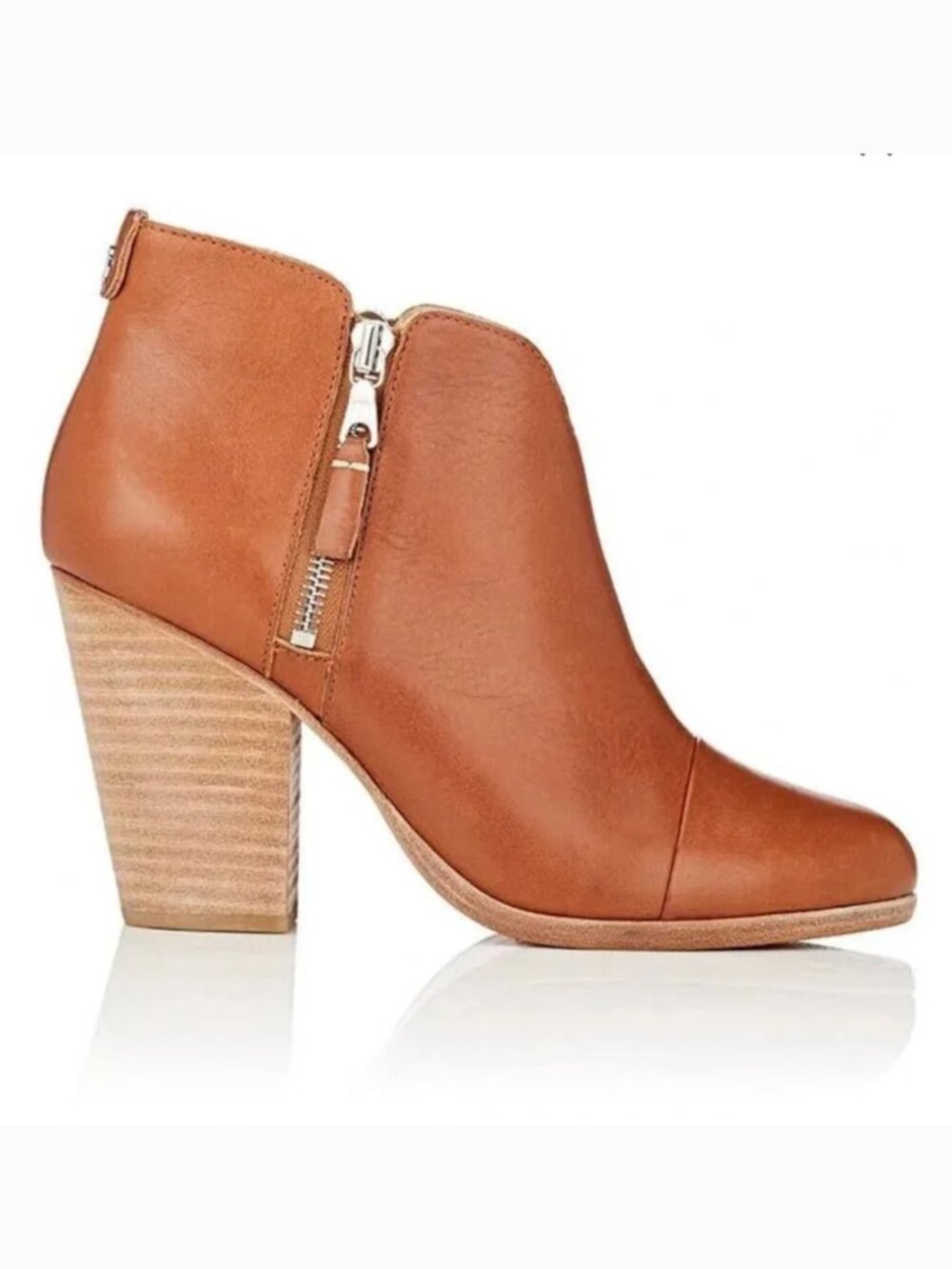 rag & bone Margot Booties Tan Zip Block Heel Ankle Boots 39.5 9.5